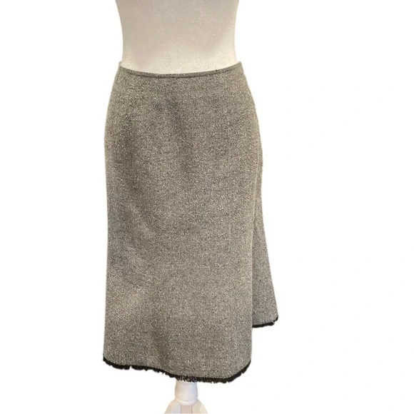 Susan Bristol Herringbone Fringe Hem Skirt Size 12 Vintage A-Line - Picture 6 of 10